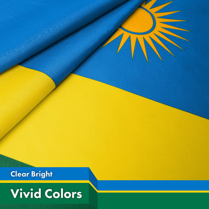 G128 Rwanda Rwandan Flag | 3x5 Ft | LiteWeave Pro Series Printed 150D Polyester | Country Flag, Indoor/Outdoor, Vibrant Colors, Brass Grommets, Thicker and More Durable Than 100D 75D Polyester