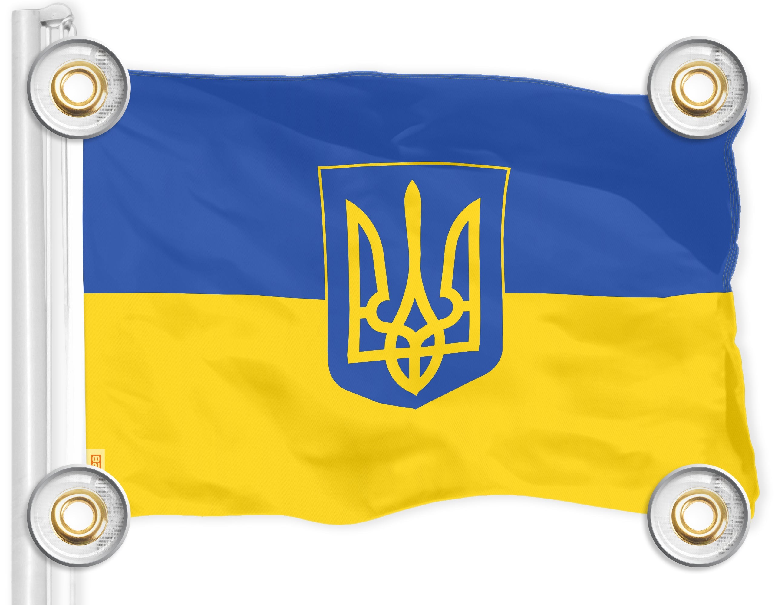 G128 Ukraine Ukrainian Coat of Arms Flag | 3x5 Ft | LiteWeave Pro Series Printed 150D Polyester, 4 Corner Brass Grommets | Country Flag, Perfect For Balcony, More Durable Than 100D 75D Polyester