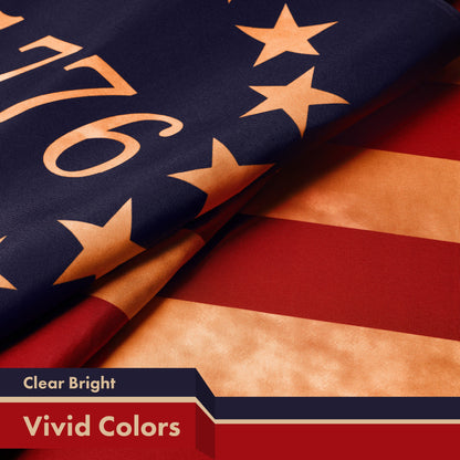 G128 Betsy Ross 1776 Tea-Stained Flag | 3x5 Ft | LiteWeave Pro Series PRINTED 300D Polyester | Historical Flag, Indoor/Outdoor, Vibrant Colors, Brass Grommets