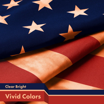 G128 American USA Tea-Stained Flag | 3x5 Ft | LiteWeave Pro Series PRINTED 300D Polyester | Indoor/Outdoor, Vibrant Colors, Brass Grommets