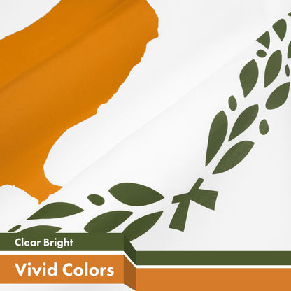 G128 Cyprus Cypriot Flag | 3x5 Ft | LiteWeave Pro Series Printed 150D Polyester | Country Flag, Indoor/Outdoor, Vibrant Colors, Brass Grommets, Thicker and More Durable Than 100D 75D Polyester