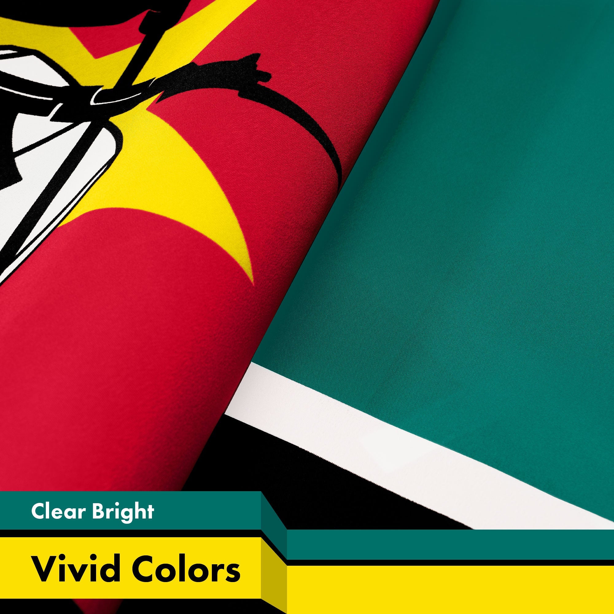 G128 Mozambique Mozambican Flag | 3x5 Ft | LiteWeave Pro Series Printed 150D Polyester | Country Flag, Indoor/Outdoor, Vibrant Colors, Brass Grommets, Thicker and More Durable Than 100D 75D Polyester