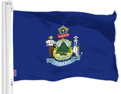 G128 Maine ME State Flag | 3x5 Ft | LiteWeave Pro Series Printed 300D Polyester | Indoor/Outdoor, Vibrant Colors, Brass Grommets, Thicker and More Durable Than 100D 75D Polyester