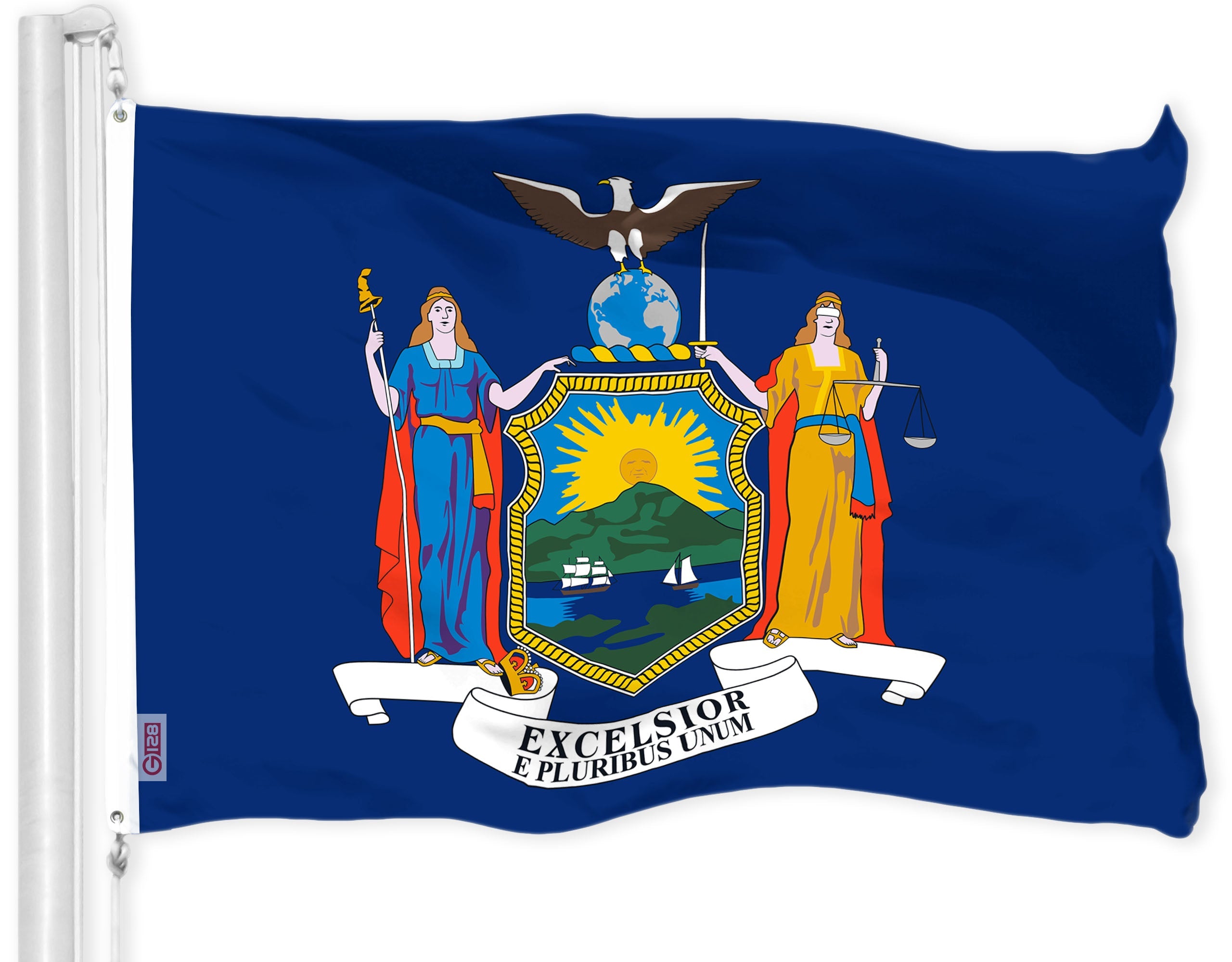 G128 New York NY State Flag | 3x5 Ft | LiteWeave Pro Series Printed 300D Polyester | Indoor/Outdoor, Vibrant Colors, Brass Grommets, Thicker and More Durable Than 100D 75D Polyester