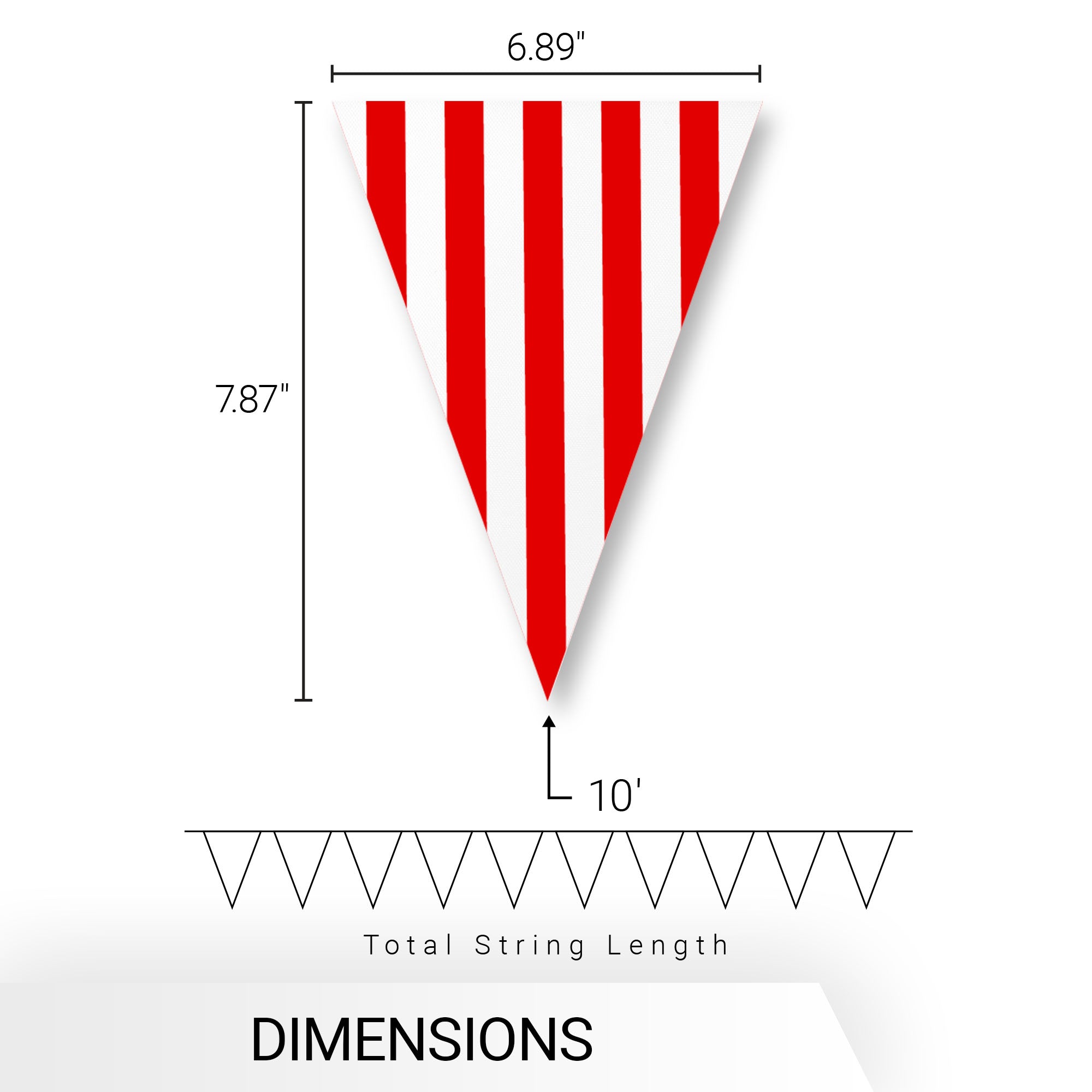 G128 American USA Star & Stripe Pennant Banner | Flag 7 x 8 Inch, Full String 9.8 Feet | Printed 150D Polyester, Decorations For Bar, School, Festival Events Celebration (Total 10 PCS)