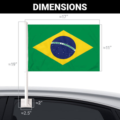 G128 2 Pack: Brazil Brazilian Car Flag | 11x17 In | Double LiteWeave Pro Series Double Sided Printed 150D Polyester | Flagpole Included | Perfect for Festival Celebrations, Parades