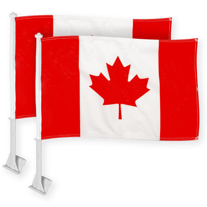 G128 2 Pack: Canada Canadian Car Flag | 11x17 In | Double LiteWeave Pro Series Double Sided Printed 150D Polyester | Flagpole Included | Perfect for Festival Celebrations, Parades