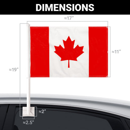 G128 2 Pack: Canada Canadian Car Flag | 11x17 In | Double LiteWeave Pro Series Double Sided Printed 150D Polyester | Flagpole Included | Perfect for Festival Celebrations, Parades