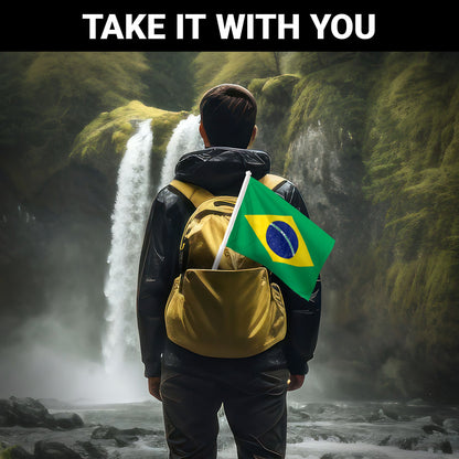 G128 2 Pack: Brazil Brazilian Car Flag | 11x17 In | Double LiteWeave Pro Series Double Sided Printed 150D Polyester | Flagpole Included | Perfect for Festival Celebrations, Parades