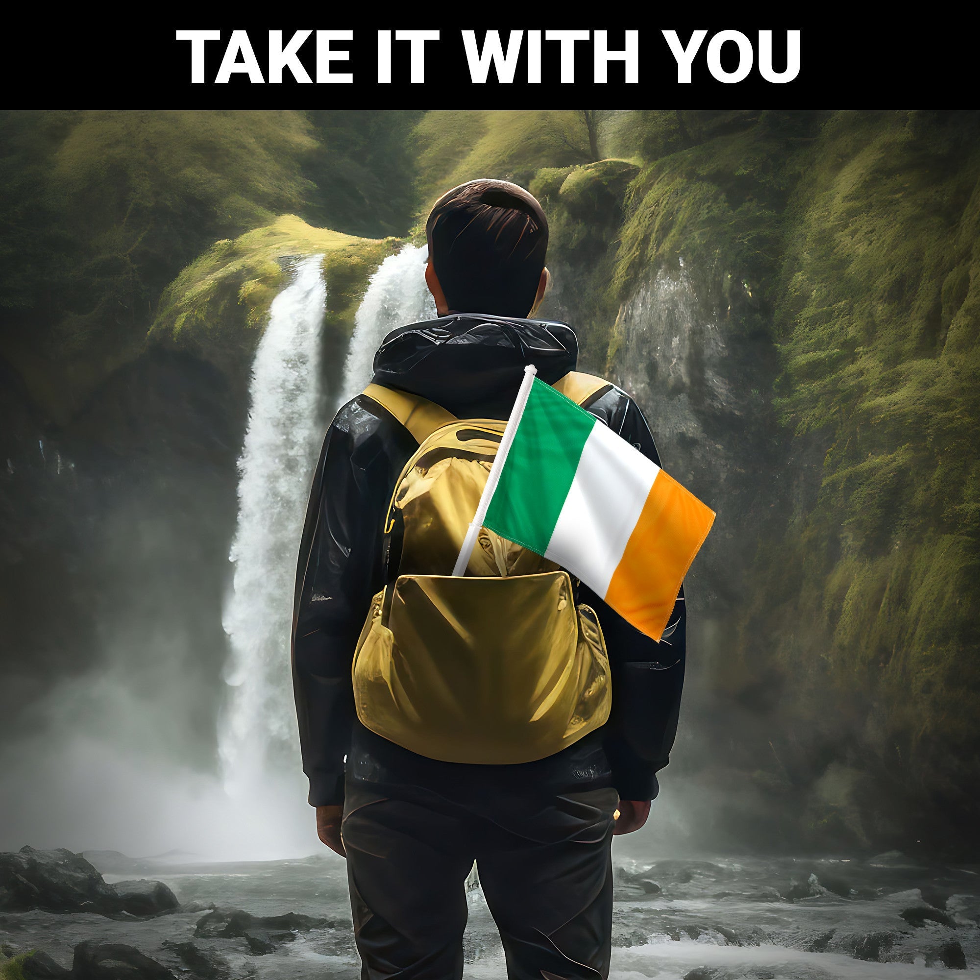 G128 2 Pack: Ireland Irish Car Flag | 11x17 In | Double LiteWeave Pro Series Double Sided Printed 150D Polyester | Flagpole Included | Perfect for Festival Celebrations, Parades