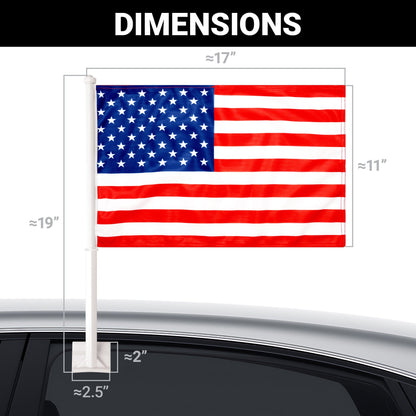 G128 2 Pack: American USA Car Flag | 11x17 In | Double LiteWeave Pro Series Double Sided Printed 150D Polyester | Flagpole Included | Perfect for Festival Celebrations, Parades