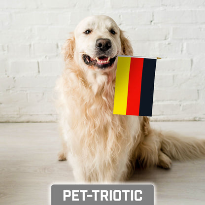 G128 30 Pack Handheld Germany German Stick Flags | 8x12 In | Printed 150D Polyester, Country Flag, Solid Wooden Stick, Spear Gold Tip