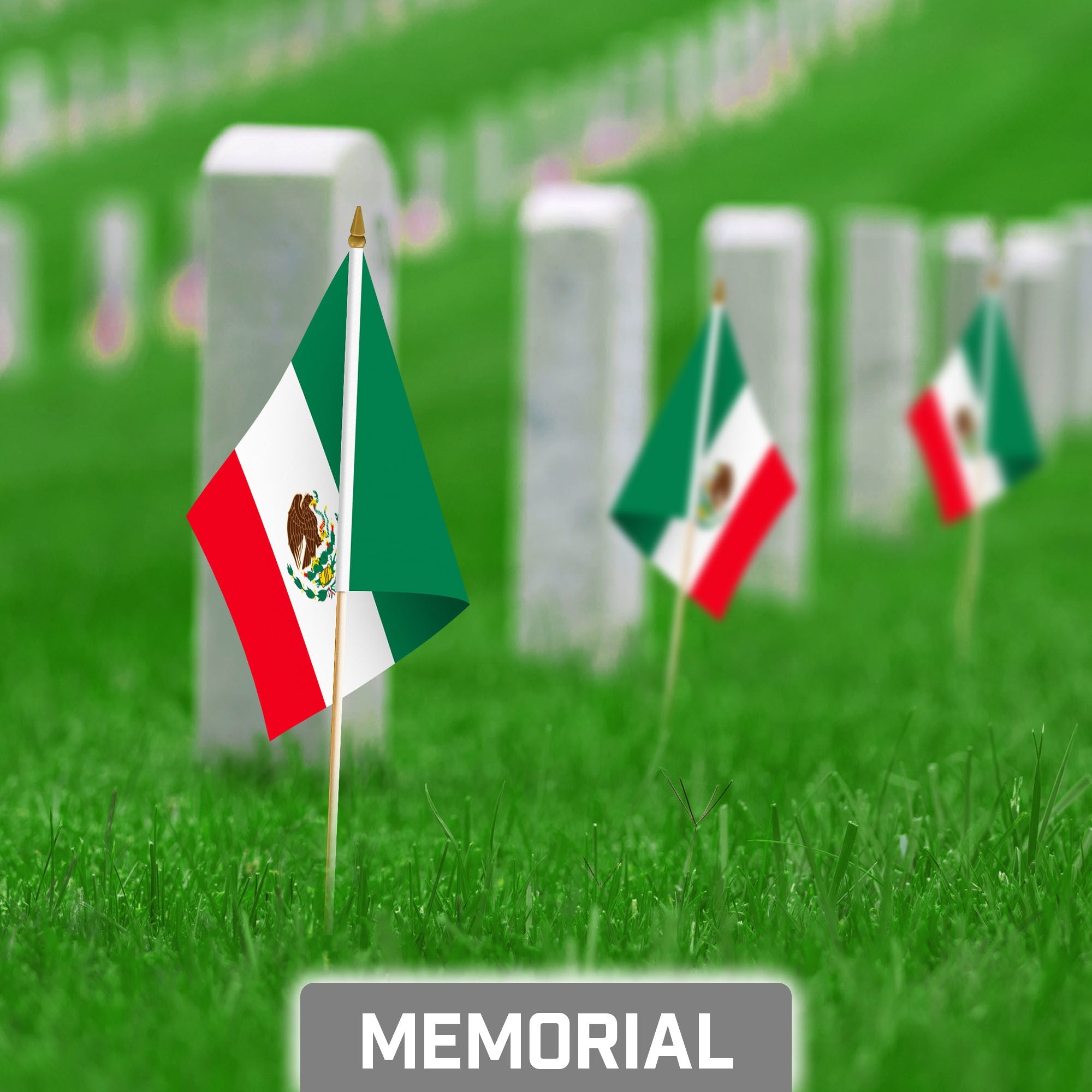 G128 30 Pack Handheld Mexico Mexican Stick Flags | 8x12 In | Printed 150D Polyester, Country Flag, Solid Wooden Stick, Spear Gold Tip