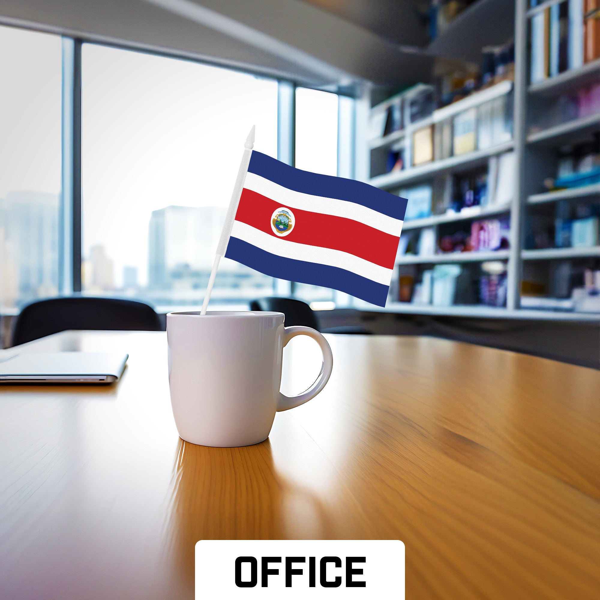 G128 30 Pack Handheld Costa Rica Costa Rican Stick Flags | 4x6 In | Printed 150D Polyester, Country Flag, Solid Plastic Stick, Spear White Tip