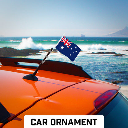 Pack Handheld Australia Australian Stick Flags | 4x6 In | Printed 150D Polyester, Country Flag, Solid Plastic Stick, Spear White Tip