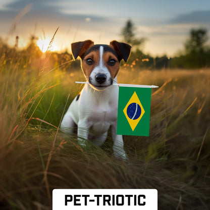 G128 30 Pack Handheld Brazil Brazilian Stick Flags | 4x6 In | Printed 150D Polyester, Country Flag, Solid Plastic Stick, Spear White Tip