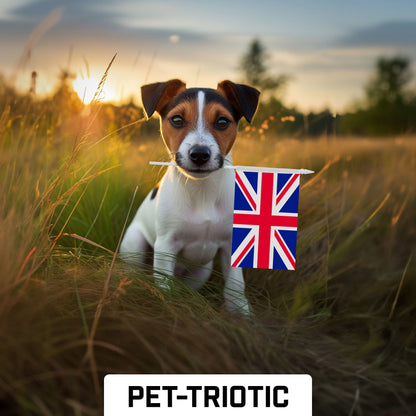 G128 30 Pack Handheld United Kingdom UK Stick Flags | 4x6 In | Printed 150D Polyester, Country Flag, Solid Plastic Stick, Spear White Tip