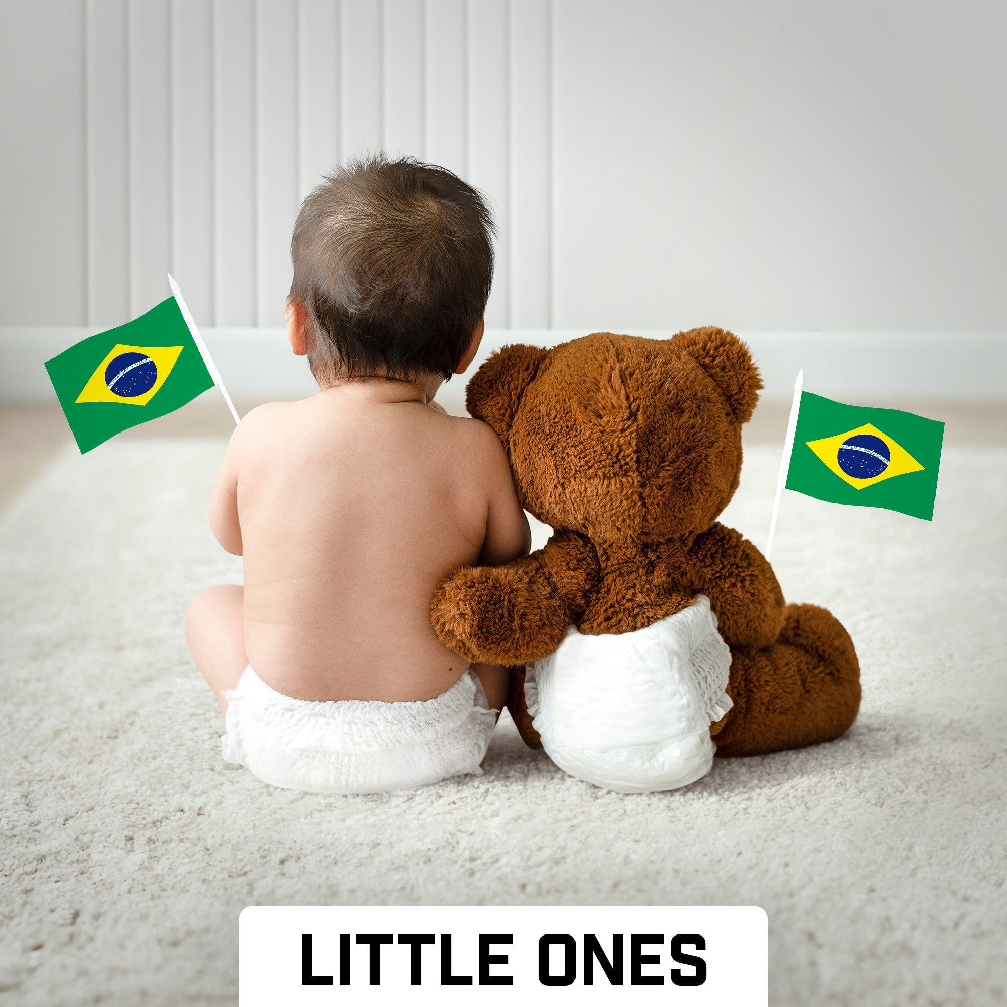 G128 30 Pack Handheld Brazil Brazilian Stick Flags | 4x6 In | Printed 150D Polyester, Country Flag, Solid Plastic Stick, Spear White Tip