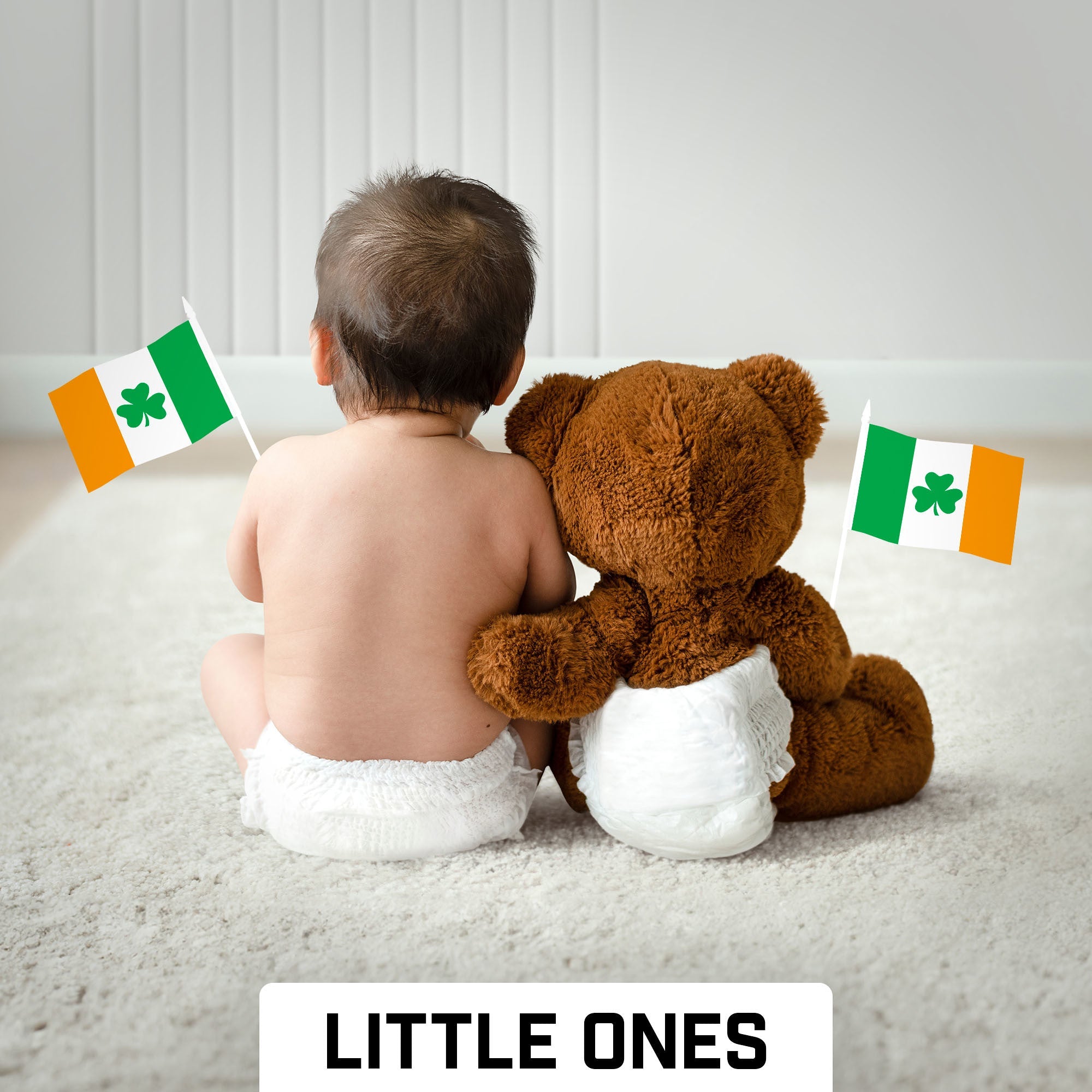G128 50 Pack Handheld Ireland Shamrock Irish Stick Flags | 4x6 In | Printed 150D Polyester, Country Flag, Solid Plastic Stick, Spear White Tip