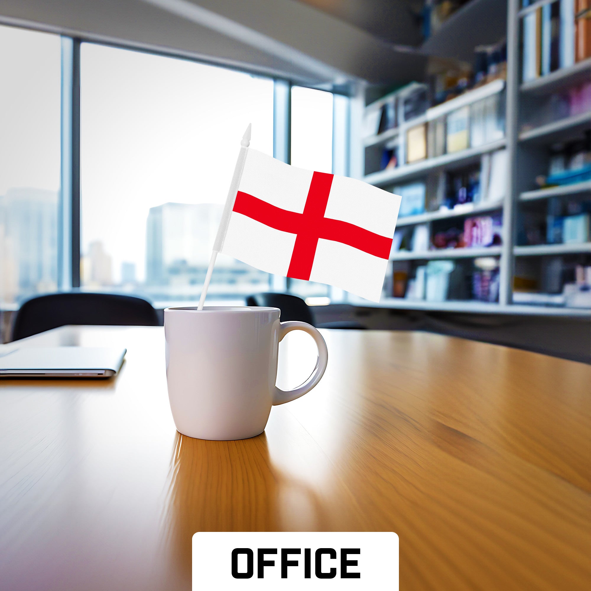 G128 50 Pack Handheld England English Stick Flags | 4x6 In | Printed 150D Polyester, Country Flag, Solid Plastic Stick, Spear White Tip