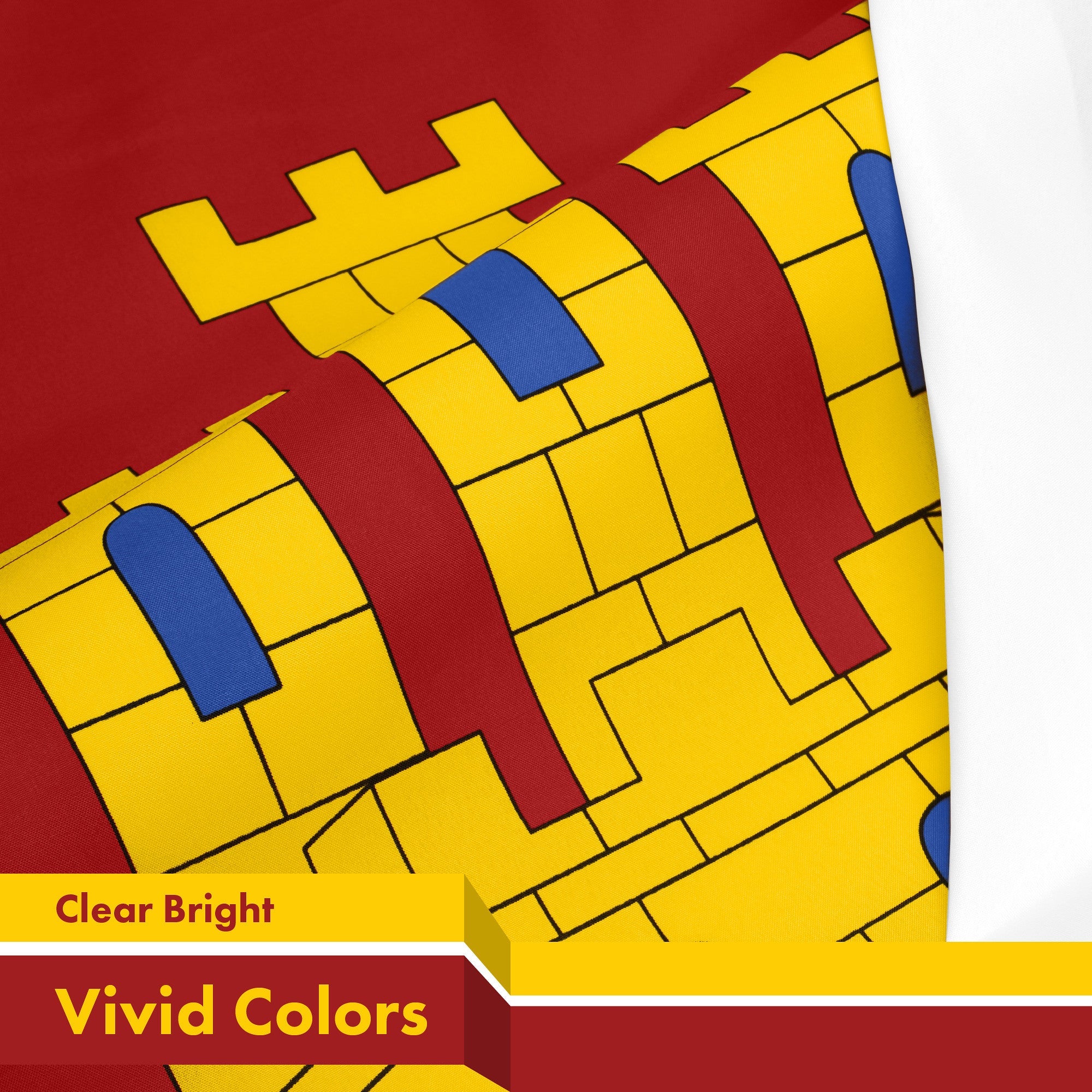 G128 Spain Castile La Mancha Flag | 3x5 Ft | LiteWeave Pro Series Printed 150D Polyester | Country Flag, Indoor/Outdoor, Vibrant Colors, Brass Grommets