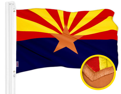 Arizona AZ State Flag | 4x6 Ft | ToughWeave Series Embroidered 300D Polyester | Embroidered Design, Indoor/Outdoor, Brass Grommets
