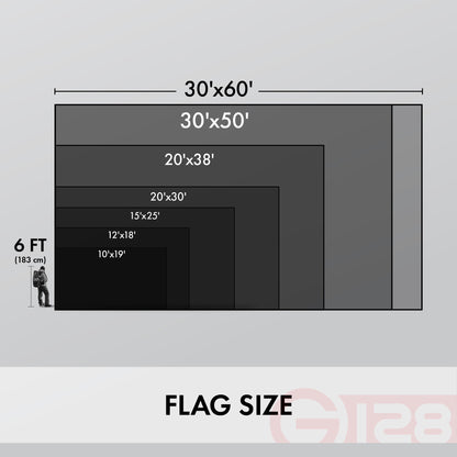 G128 American USA Flag | 30x60 Ft | StormFlyer Series Embroidered 220GSM Spun Polyester | Country Flag, Embroidered Stars, Sewn Stripes, Indoor/Outdoor, Brass Grommets, Heavy Duty, All Weather