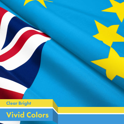 G128 Tuvalu Tuvaluan Flag | 3x5 Ft | LiteWeave Pro Series Printed 150D Polyester | Country Flag, Indoor/Outdoor, Vibrant Colors, Brass Grommets
