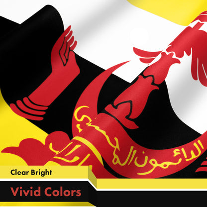 G128 Brunei Bruneian Flag | 3x5 Ft | LiteWeave Pro Series Printed 150D Polyester | Country Flag, Indoor/Outdoor, Vibrant Colors, Brass Grommets
