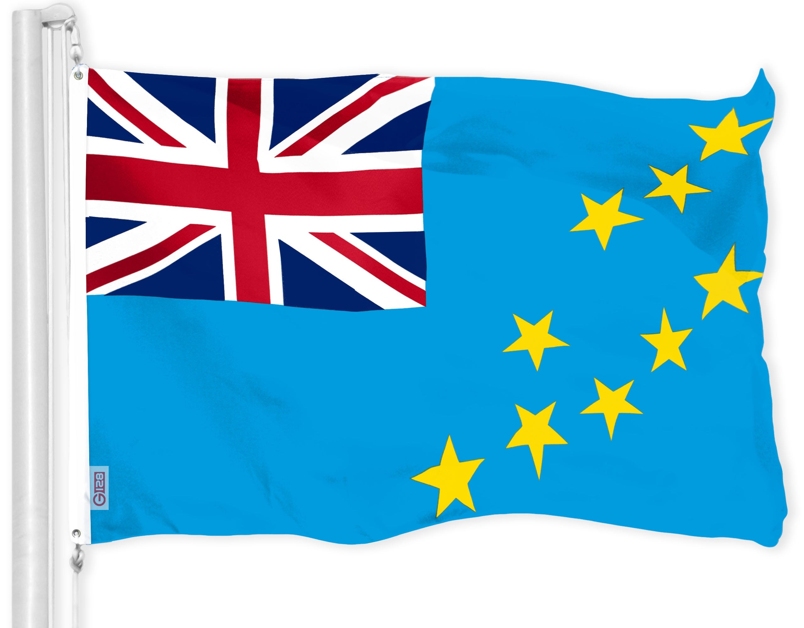 G128 Tuvalu Tuvaluan Flag | 3x5 Ft | LiteWeave Pro Series Printed 150D Polyester | Country Flag, Indoor/Outdoor, Vibrant Colors, Brass Grommets