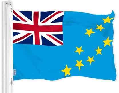 G128 Tuvalu Tuvaluan Flag | 3x5 Ft | LiteWeave Pro Series Printed 150D Polyester | Country Flag, Indoor/Outdoor, Vibrant Colors, Brass Grommets