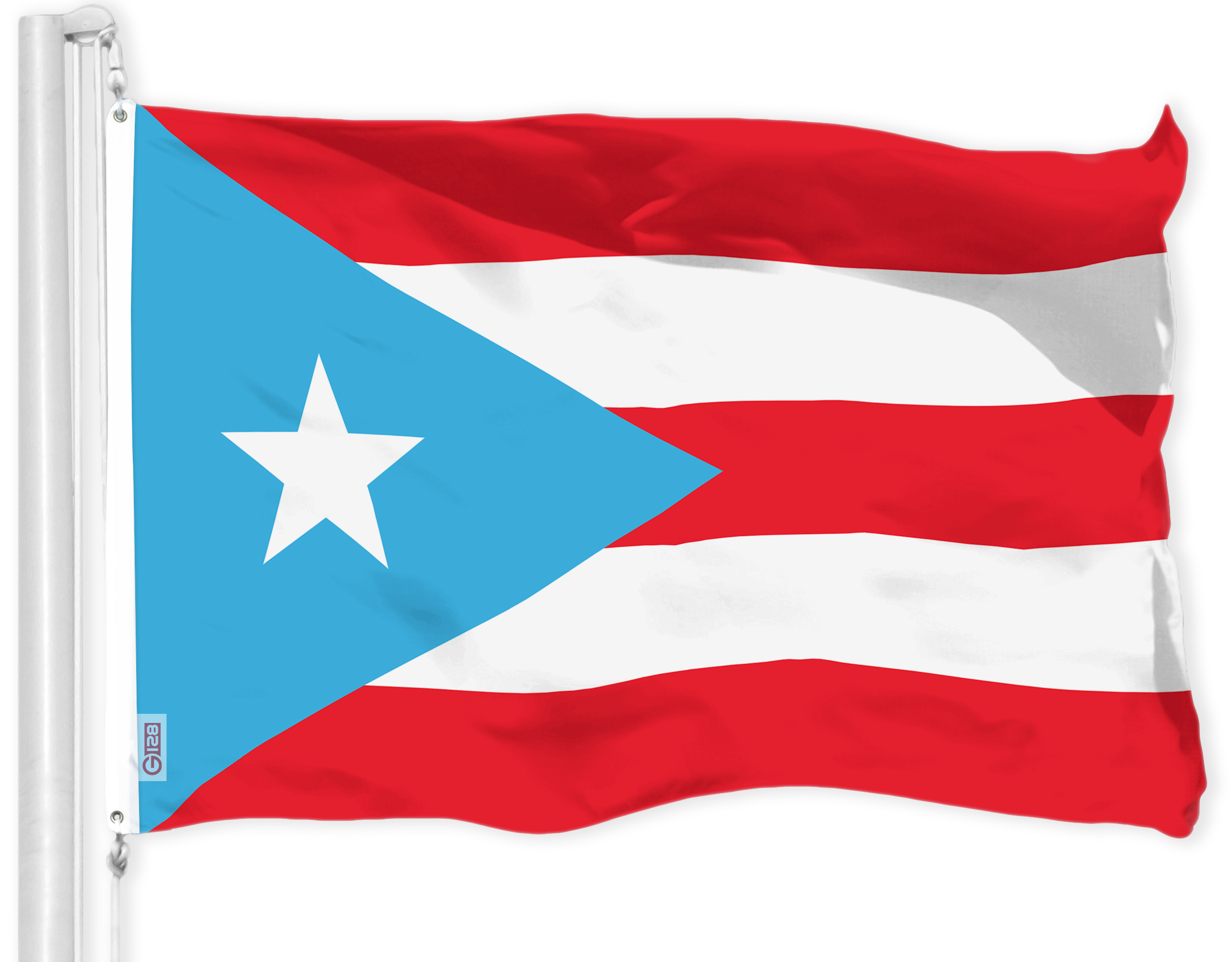 G128 Puerto Rico Light Blue Puerto Rican PR Flag | 3x5 Ft | LiteWeave Pro Series Printed 150D Polyester | Indoor/Outdoor, Vibrant Colors, Brass Grommets