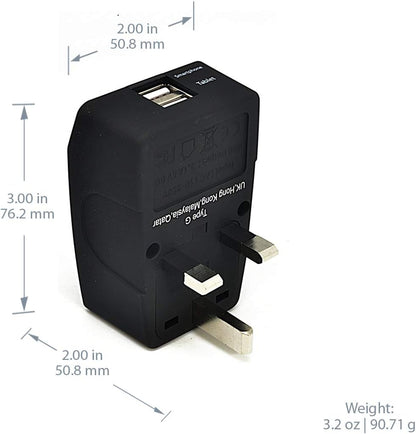 UK, England Travel Adapter - Type G - 4 in 1 - 2 USB Ports (GP4-7)
