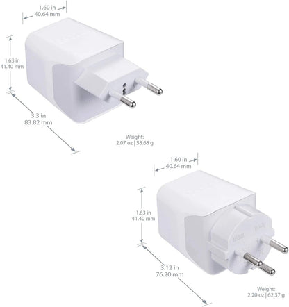 Israel, Palestine Adapter Plug Combo- Type H, C | Dual USB - Israeli Combo (CTU-9C-14)