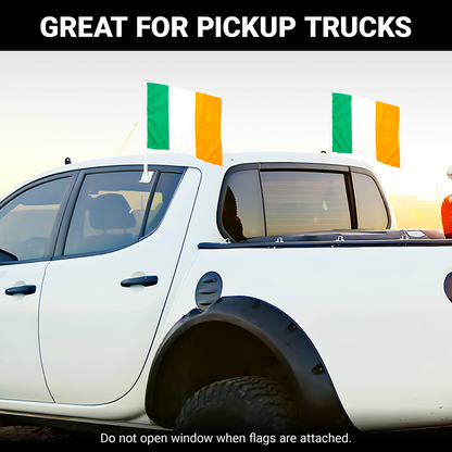 G128 2 Pack: Ireland Irish Car Flag | 11x17 In | Double LiteWeave Pro Series Double Sided Printed 150D Polyester | Flagpole Included | Perfect for Festival Celebrations, Parades