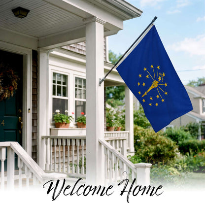 G128 Indiana State Flag | 4x6 Ft | StormFlyer Series Embroidered 220GSM Spun Polyester | Embroidered Design, Indoor/Outdoor, Brass Grommets, Heavy Duty, All Weather