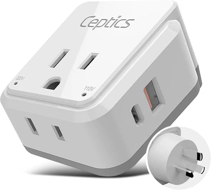 Australia, China, New Zealand Travel Adapter | Type I - USB & USB-C Ports + 2 US Outlets (PAK-AU)