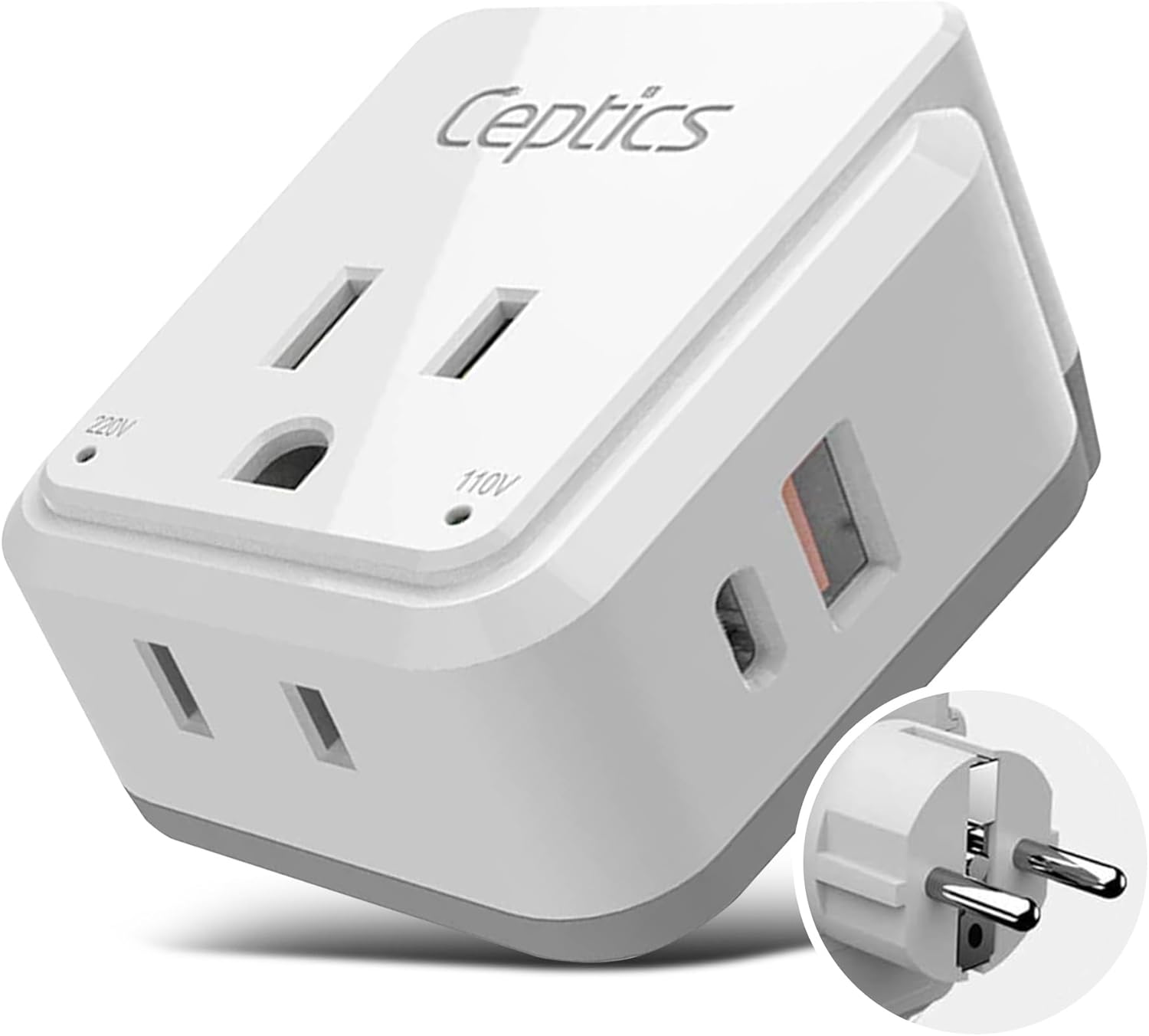 Germany, Korea Travel Adapter Set | Type E/F - USB & USB-C Ports + 2 US Outlets (PAK-SCHUKO)
