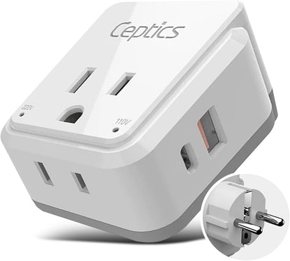 Germany, Korea Travel Adapter Set | Type E/F - USB & USB-C Ports + 2 US Outlets (PAK-SCHUKO)