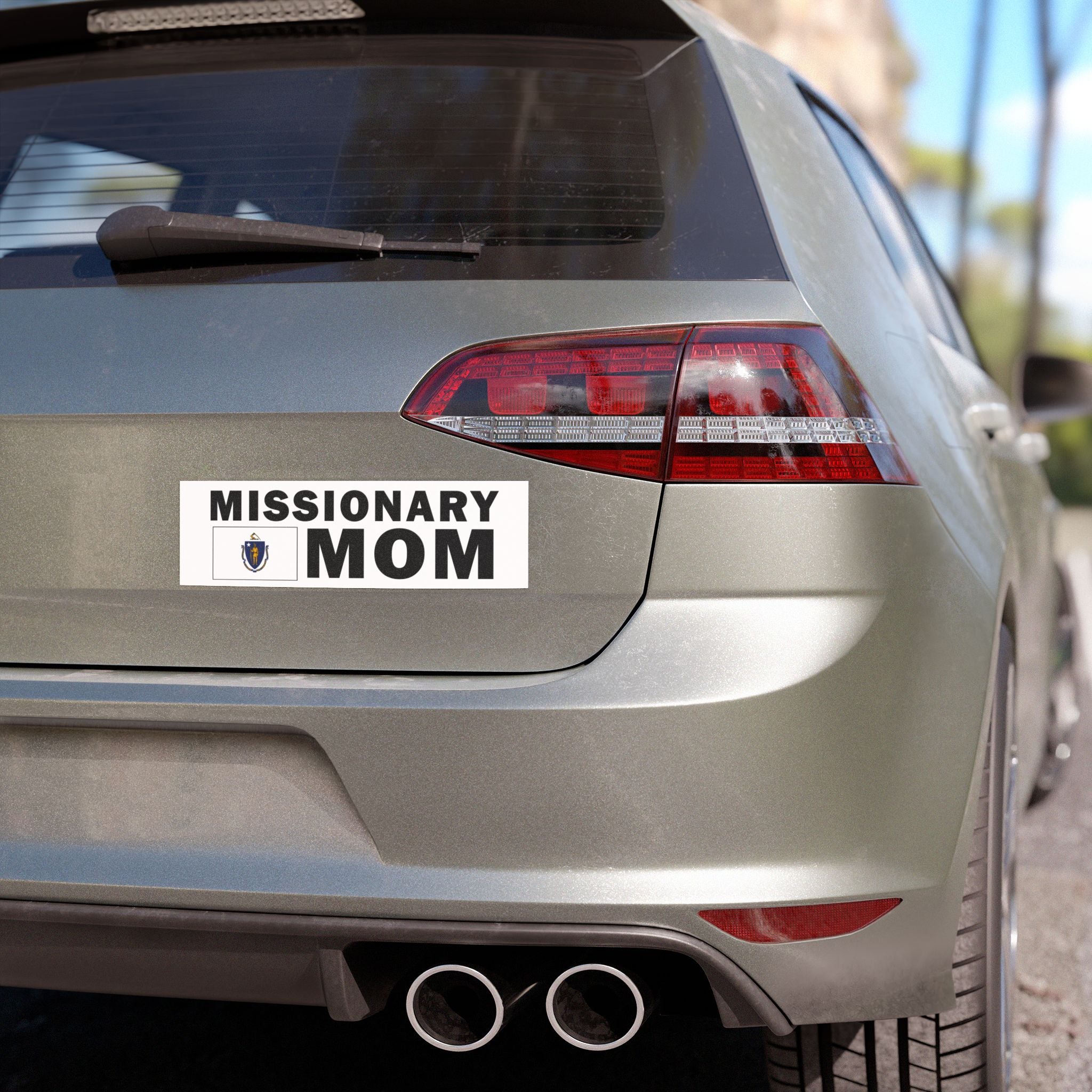 Missionary MOM Flag of Massachusetts Magnetic Bumper Sticker