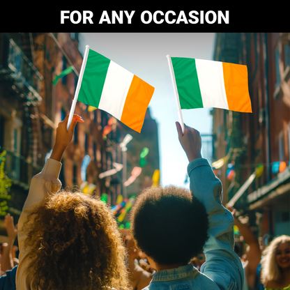 G128 2 Pack: Ireland Irish Car Flag | 11x17 In | Double LiteWeave Pro Series Double Sided Printed 150D Polyester | Flagpole Included | Perfect for Festival Celebrations, Parades