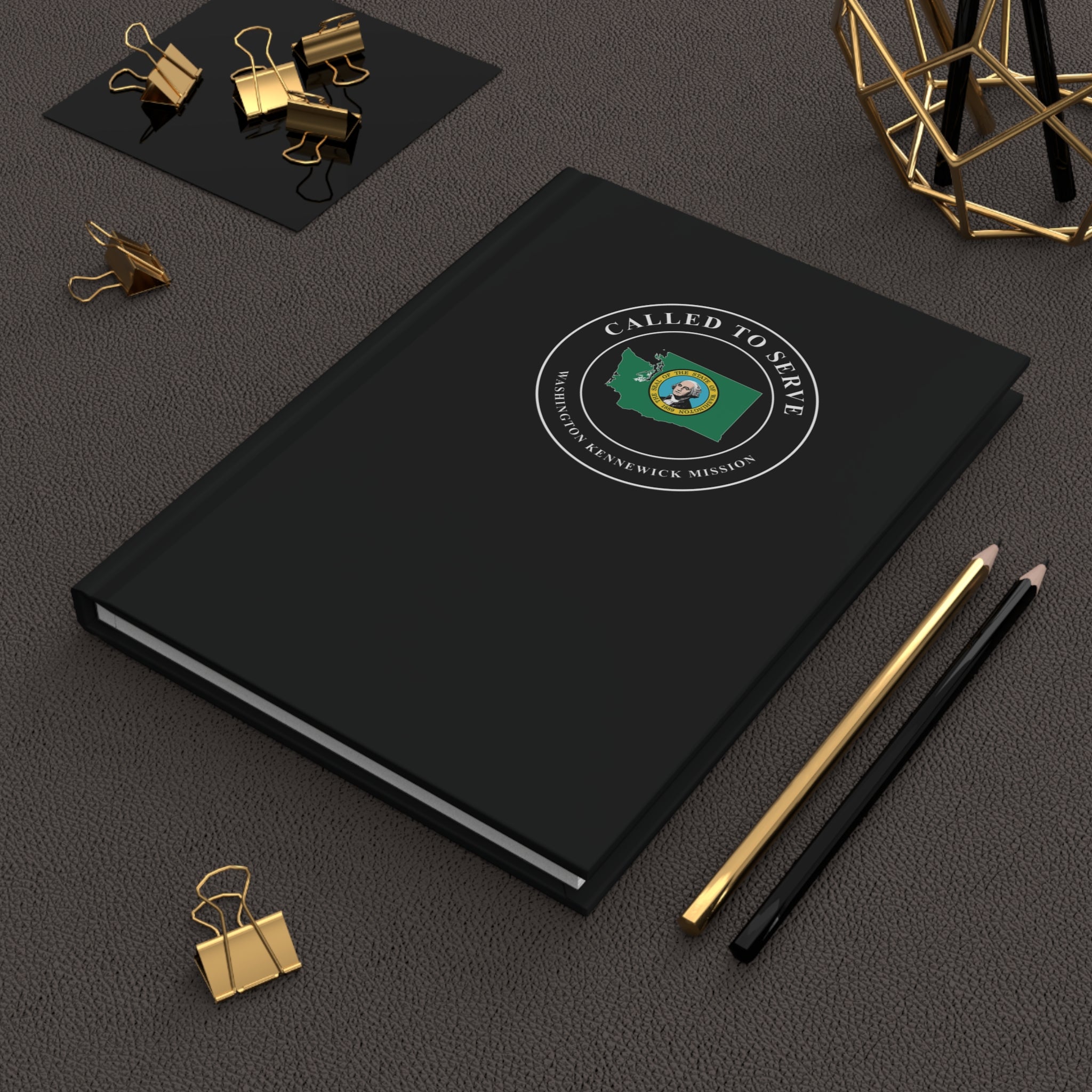 Washington Kennewick Mission Flag Map Called to Serve Black Hardcover Journal Matte