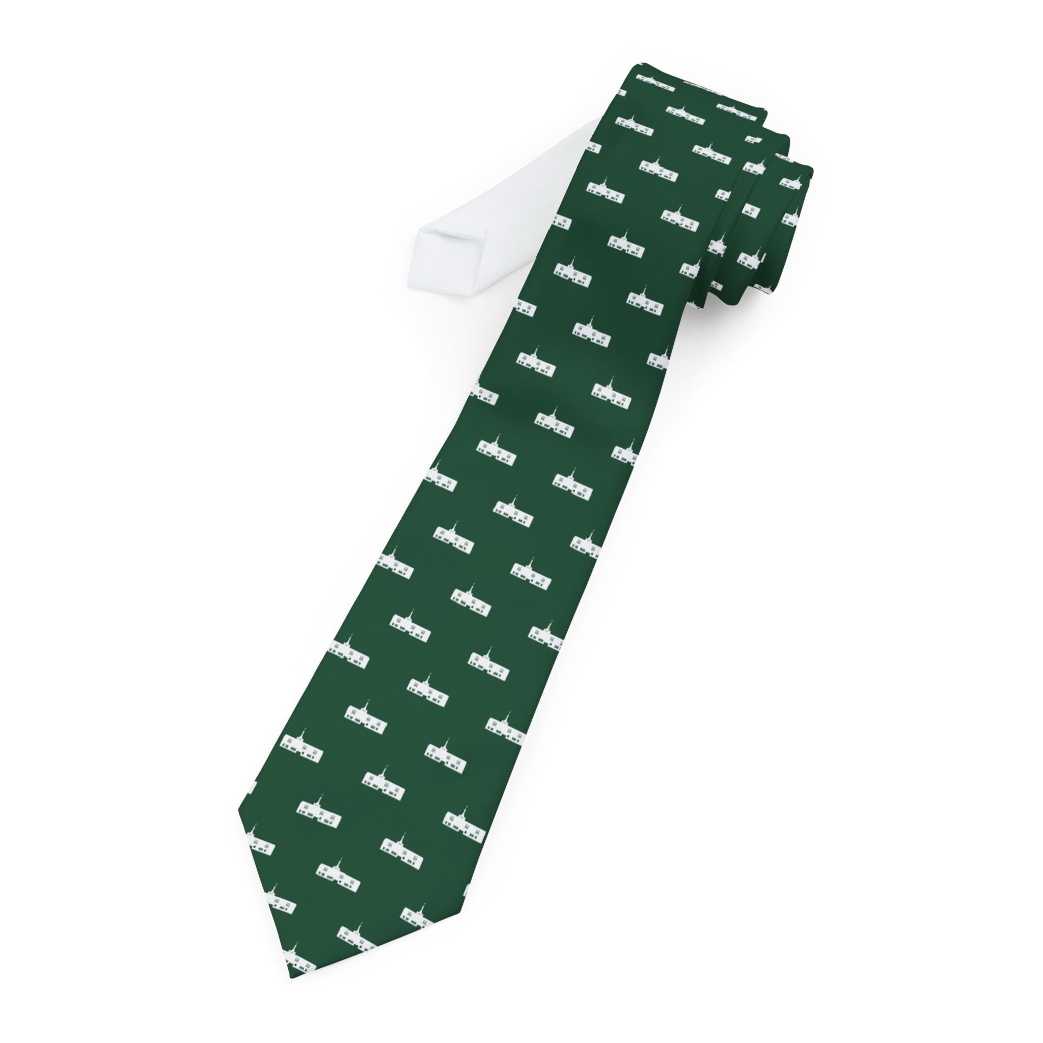 Fukuoka Japan Temple Patterned Neck Tie for Elders (Green)