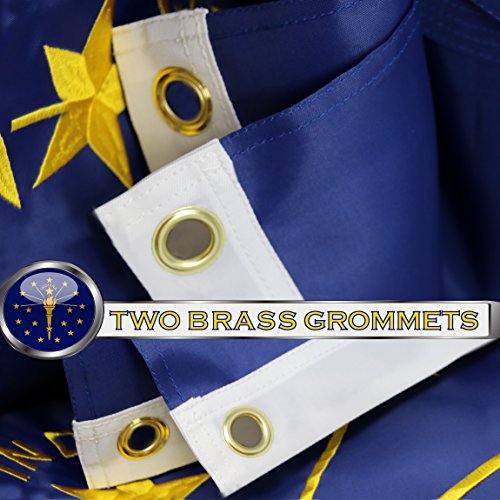 Indiana State Flag 300D Embroidered Polyester 3x5 Ft