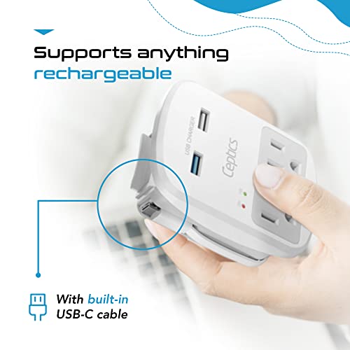 World-Way 6 Travel Adapter Kit | 2 USB + 2 US Outlets - Grounded (WPS-2B)