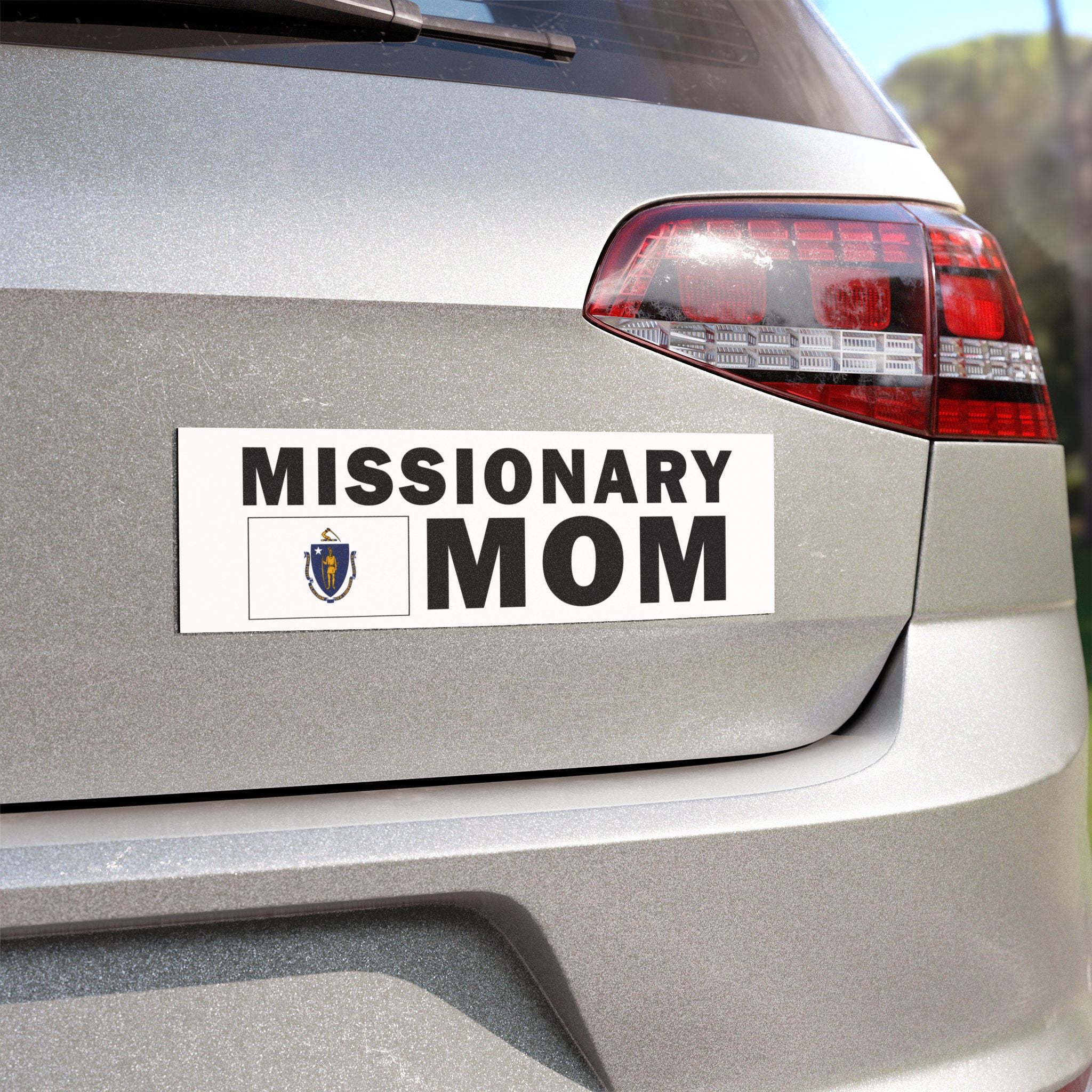 Missionary MOM Flag of Massachusetts Magnetic Bumper Sticker