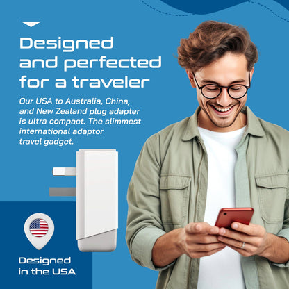 Australia, China Travel Adapter | Type I - USB-A & USB-C Ports + 2 USA Outlet (AP-16)