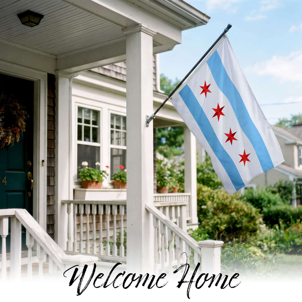 Chicago City Flag 2x3FT Embroidered 220GSM Spun Polyester Illinois