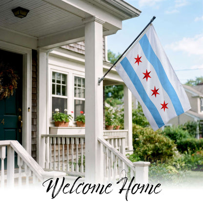 Chicago City Flag 2.5x4FT Embroidered 220GSM Spun Polyester Illinois