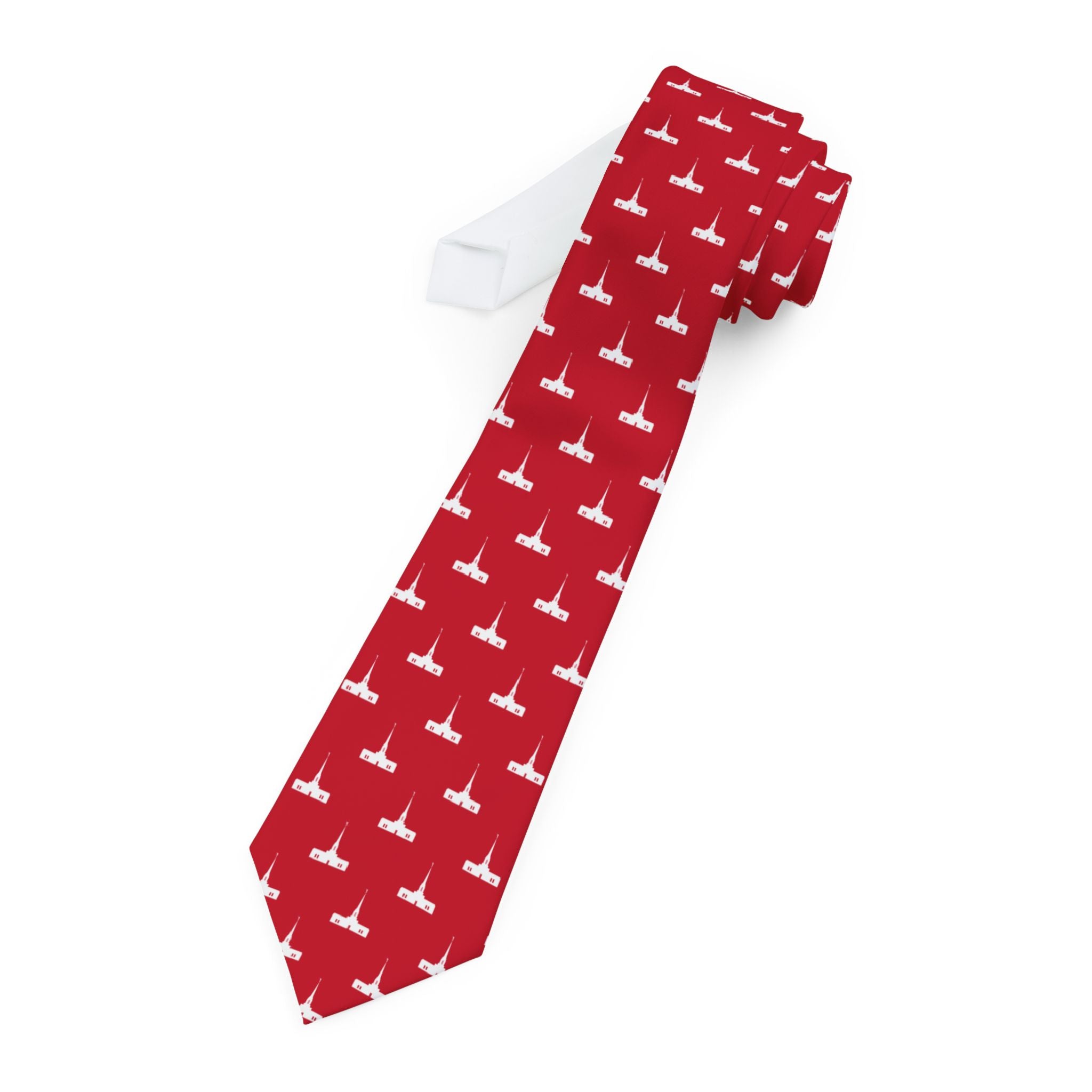 Abidjan Ivory Coast Temple Patterned Neck Tie for Elders (Red) - Mission Wishlist - LDS Missionary Gift Store